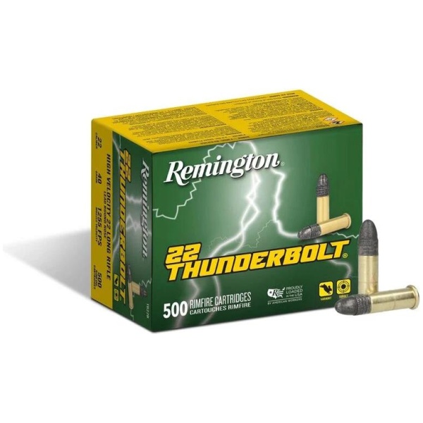 Remington .22 Thunderbolt Rimfire Ammunition .22 LR 40 gr RN 1255 fps (10 500/ct Box) 5000/case