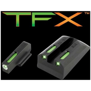 Truglo TFX Tritium/Fiber-Optic Day/Night Sights Fits Ruger SR9 / SR9C SR40 / SR40C SR45 - White Outline Front/Rear Green