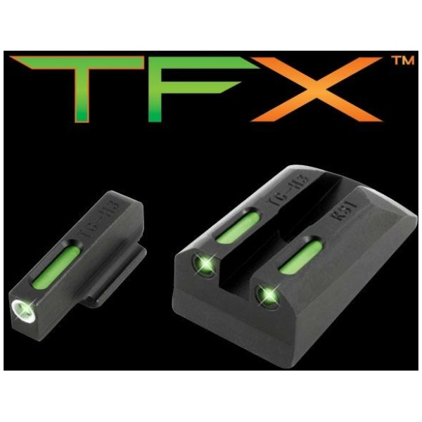 Truglo TFX Tritium/Fiber-Optic Day/Night Sights Fits Ruger SR9 / SR9C SR40 / SR40C SR45 - White Outline Front/Rear Green