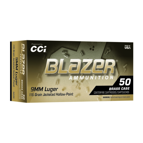 Blazer Brass 9MM 115 Grain Hollow Point Ammo 50 Rounds