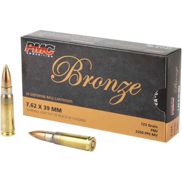 PMC Bronze Rifle Ammunition 7.62x39mm 123 gr FMJ 2350 fps 20/ct