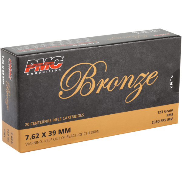 PMC Bronze Rifle Ammunition 7.62x39mm 123 gr FMJ 2350 fps 20/ct - Image 2