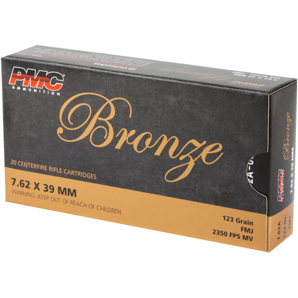 PMC Bronze Rifle Ammunition 7.62x39mm 123 gr FMJ 2350 fps 20/ct - Image 3