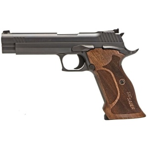 P210 9MM 5IN TARGET BLK SAO ADJUSTABLE SIGHTS WALNUT GRIP (2) 8RD STEEL MAG