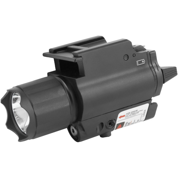 NcSTAR 200 Lumen LED Flashlight with Red Laser Mount
