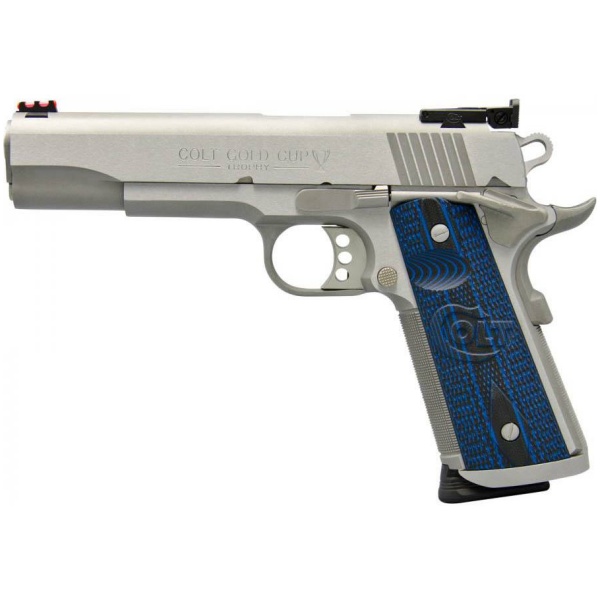 Colt Gold Cup Trophy Handgun 9mm Luger 9rd Magazine 5" Barrel Stainless Finish G10 Grips Fiber Sights