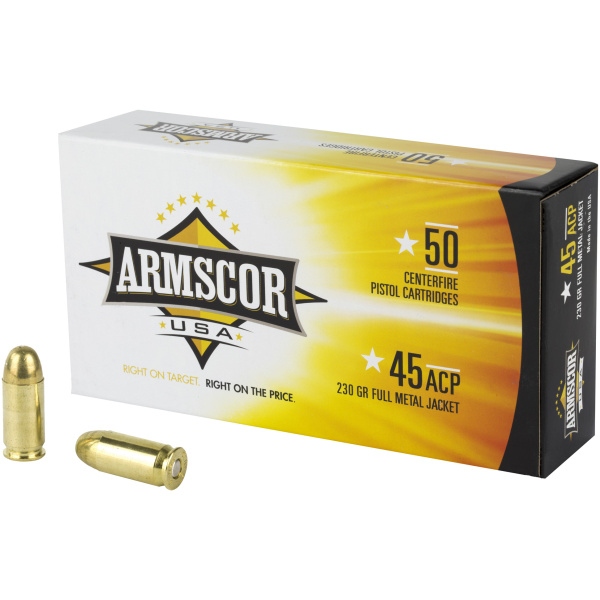 Armscor 45 ACP FMJ 230 Grain Ammo - 50 Rounds