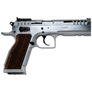 Tanfoglio Stock II Handgun 9mm Luger 17/rd 4.44" Barrel Silver with Brown Grip