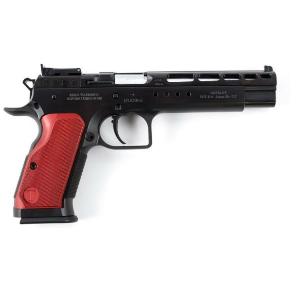 Tanfoglio Gold Match Handgun 10mm 13rd Magazine 6" Barrel Black with Red Grips Optic Ready
