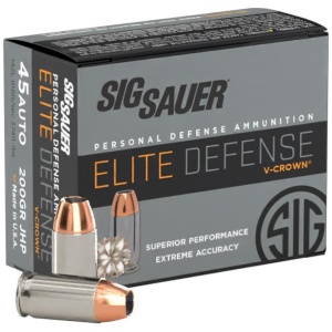 Sig Sauer 45 ACP V-Crown 200 Grain Ammo - 20 Box