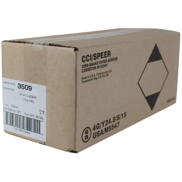 CCI Blazer Aluminum 9mm Luger 115 Grain FMJ - 1000 Round Case