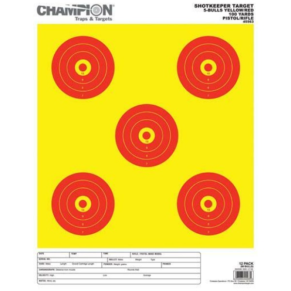 Champion Shotkeeper Targets Pack of 12 Yellow Red High Visibility