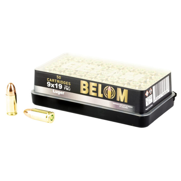 Belom 9MM 124 Grain Full Metal Jacket 50 Round Box Ammo
