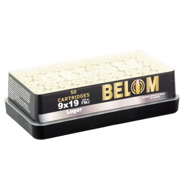 Belom 9MM 124 Grain Full Metal Jacket 50 Round Box Ammo - Image 2