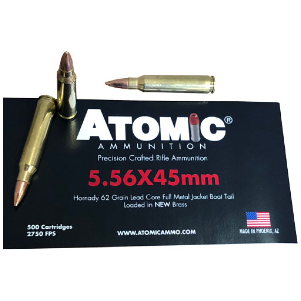 Bulk 5.56x45 Ammo (500 Rounds) - Atomic 62 Grain FMJ