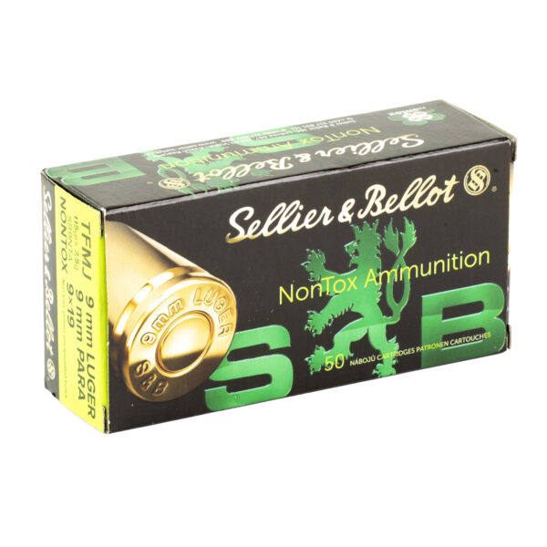 Sellier & Bellot 9mm Pistol Ammo 115 Grain Non-Toxic FMJ 50 Rounds - Image 2