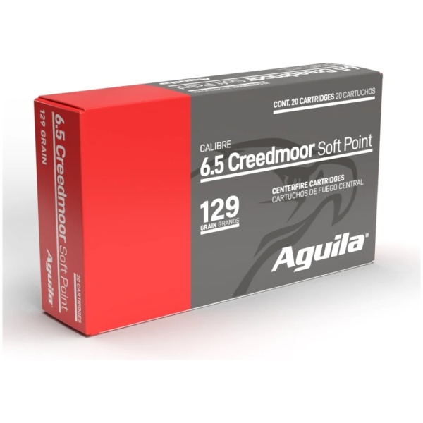 Aguila 6.5 Creedmoor ammo box, 129 grain cartridges