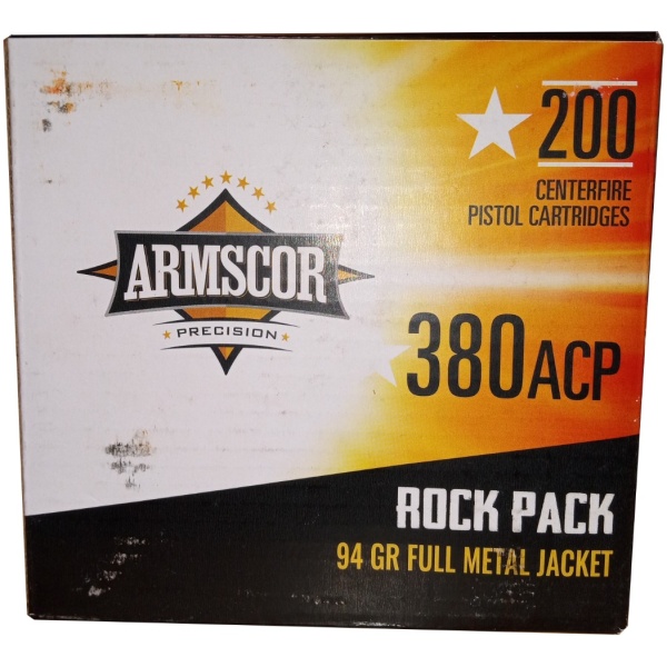 Armscor 380 ACP ammunition box, 200 cartridges.