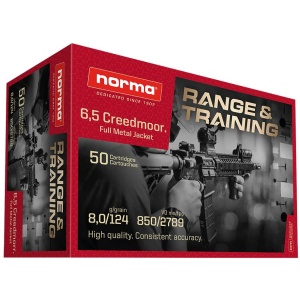 Norma 6.5 Creedmoor ammunition, 50 cartridges box.