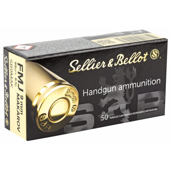 Sellier & Bellot Pistol & Revolver Ammo 9mm Makarov 95 gr FMJ  50/box - Image 2