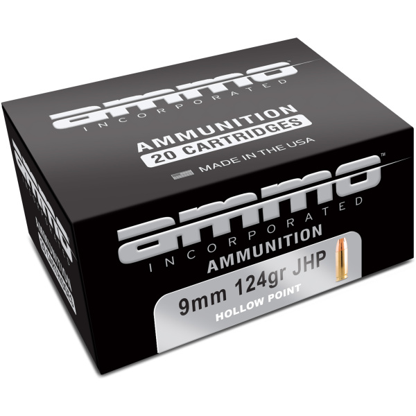 Box of 9mm ammunition, 20 cartridges, hollow point.