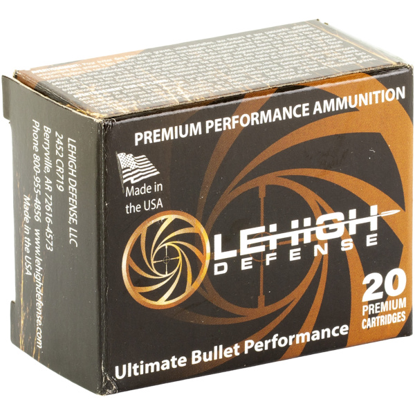 Lehigh Defense ammunition box, premium performance cartridges.