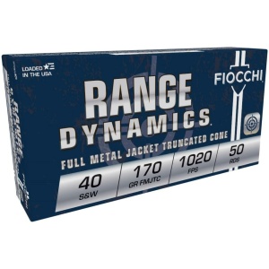 Fiocchi Range Dynamics 40 S&W ammo box.
