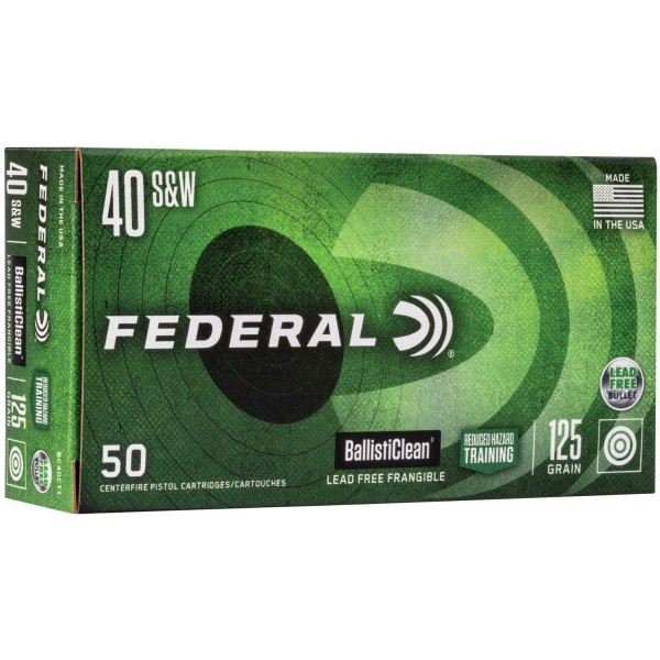 Federal 40 S&W ammunition box, green packaging.
