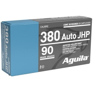Aguila 380 Auto JHP ammunition box