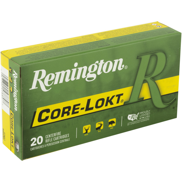 Remington Core-Lokt rifle cartridge box, 20 rounds.