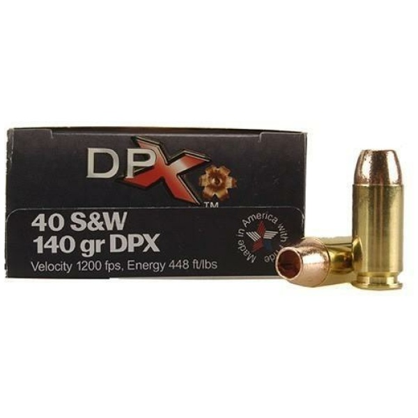 DPX 40 S&W 140 gr ammunition box