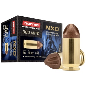 Norma .380 auto ammunition box and bullet