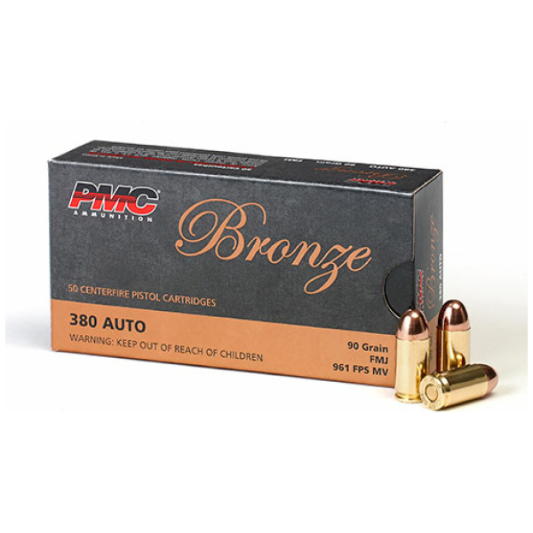 Box of PMC Bronze 380 Auto ammunition.
