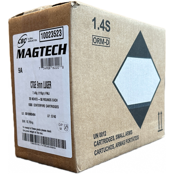 Magtech 9mm Luger ammunition box