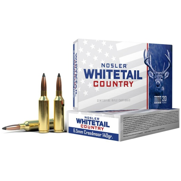 Nosler Whitetail Country rifle cartridges, deer package design.