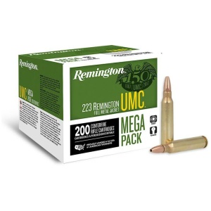 Remington UMC 223 Remington ammunition box with bullets.
