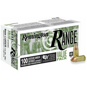 Remington Range 9mm Luger ammunition box, 100 rounds