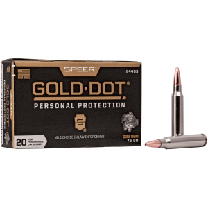 Gold Dot personal protection ammunition, 223 REM cartridges.