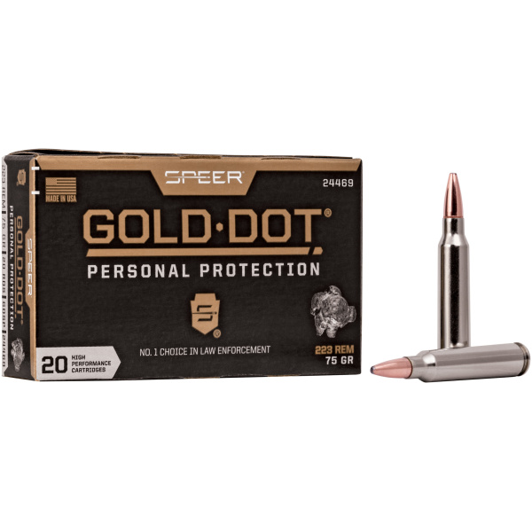 Gold Dot personal protection ammunition, 223 REM cartridges.