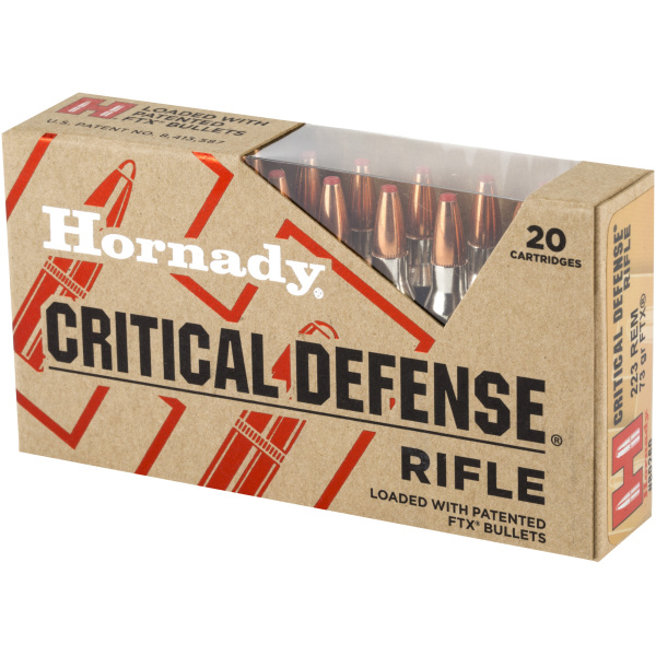 Hornady Critical Defense rifle ammunition box, 20 cartridges.