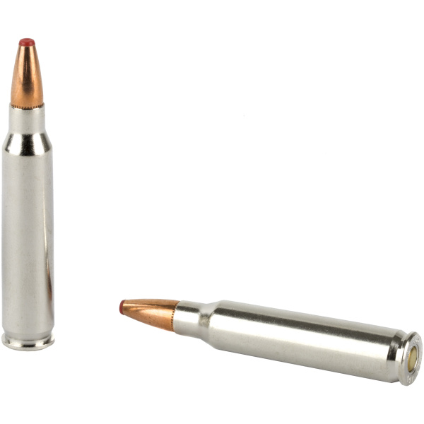 Two rifle bullets isolated on white background.