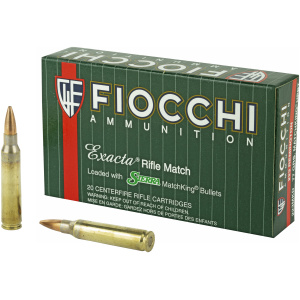 Fiocchi ammunition box and rifle cartridges.