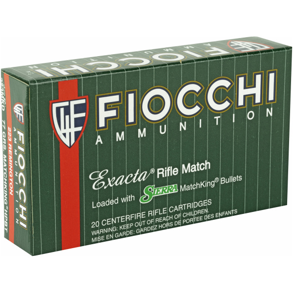 Fiocchi rifle ammunition box with Sierra bullets.