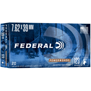 Federal 7.62x39mm ammunition box, 20 cartridges.
