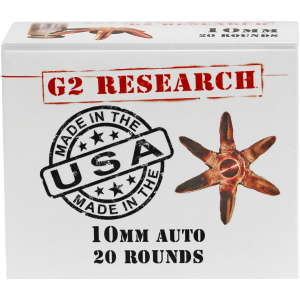 G2 Research 10mm auto ammunition box, 20 rounds.