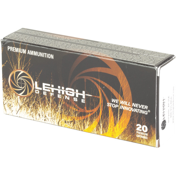 Lehigh Defense premium ammunition box, 20 cartridges.