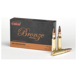 Box of Bronze .308 Winchester rifle cartridges.