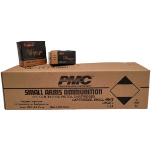 PMC 10mm auto ammunition box and cartridges