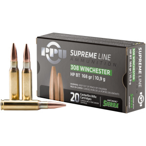 308 Winchester ammunition box with bullets
