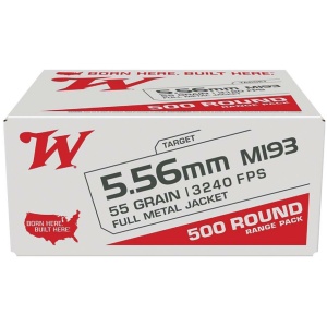 5.56mm 55 grain ammo box, 500 rounds.